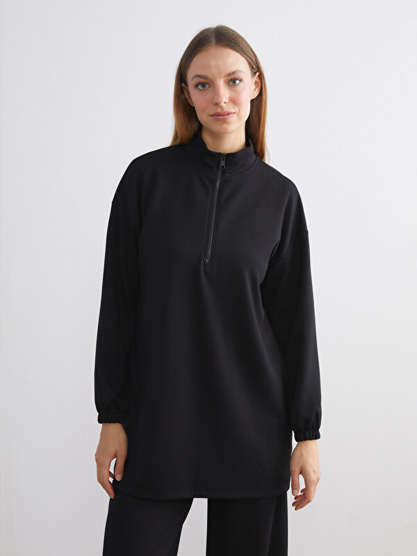 LCW Modest Dik Yaka Oversize Kadın Sweatshirt Tunik