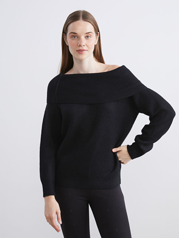 LCW Vision Schulterfreier Ausschnitt Damen Strickpullover