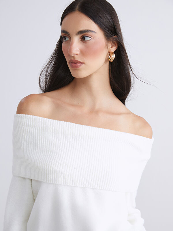 LCW Vision Schulterfreier Ausschnitt Damen Strickpullover