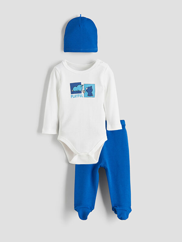LCW ECO Erkek Bebek Çıtçıtlı Body Tayt ve Bere 3'lü