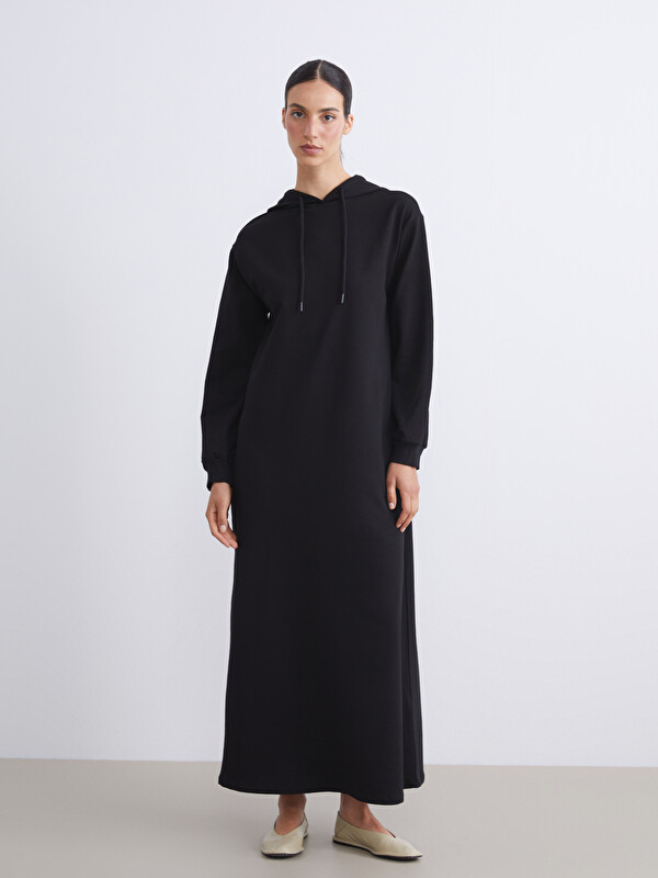 LCW Modest Kapüşonlu Sweatshirt Elbise