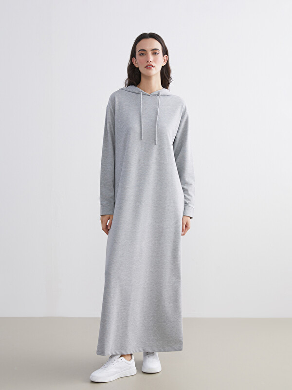 LCW Modest Kapüşonlu Sweatshirt Elbise