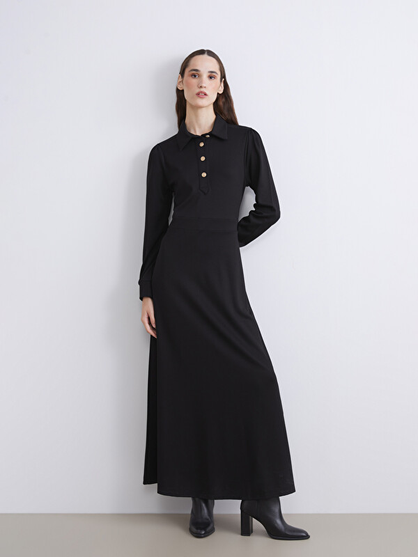 LCW Modest Gömlek Yaka Belden Oturtmalı Elbise