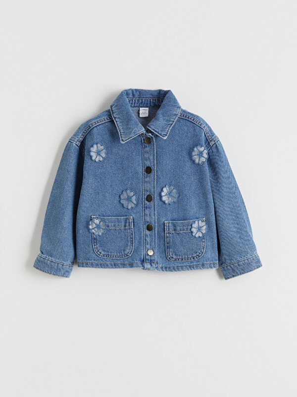 LCW Kids Çiçekli Kız Çocuk Jean Ceket