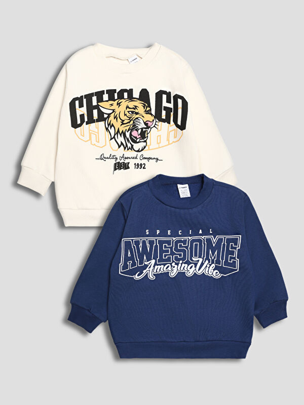LCW Kids Sweat-shirt Imprimé pour Garçons Lot de 2
