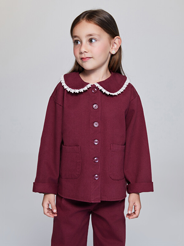 LCW Kids Bebe Yaka Gabardin Kız Çocuk Ceket