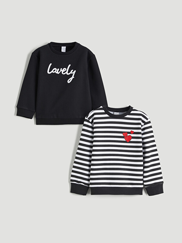 LCW Kids Printed Girls' Thick Sweatshirt 2 Pack