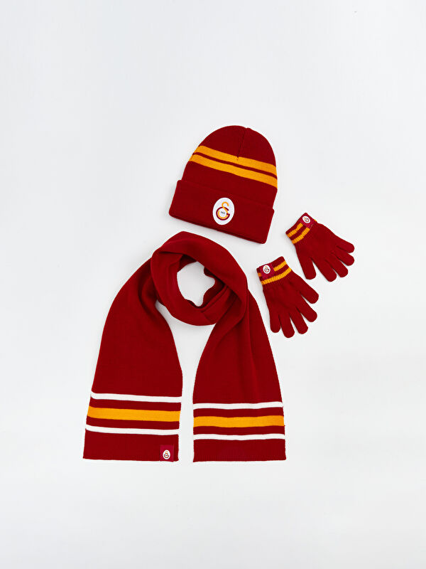 LCW ACCESSORIES Galatasaray Nakışlı Erkek Çocuk Atkı Bere Eldiven Seti
