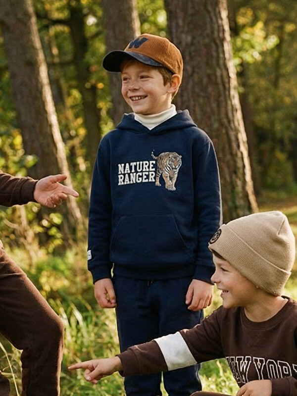 LCW Kids Kaplan Baskılı Erkek Çocuk Kalın Sweatshirt