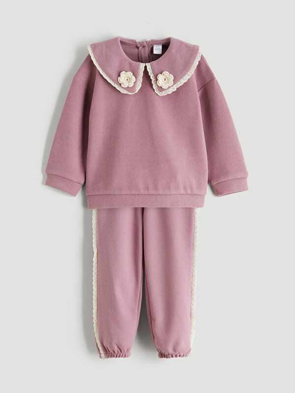 LCW Kids Bebe Yaka Kız Çocuk Sweatshirt ve Eşofman Altı