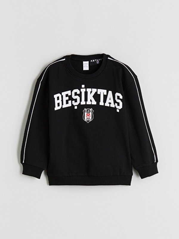 LCW Kids Bisiklet Yaka Beşiktaş Baskılı Erkek Çocuk Sweatshirt