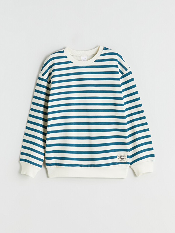 LCW Kids Bisiklet Yaka Çizgili Erkek Çocuk Sweatshirt