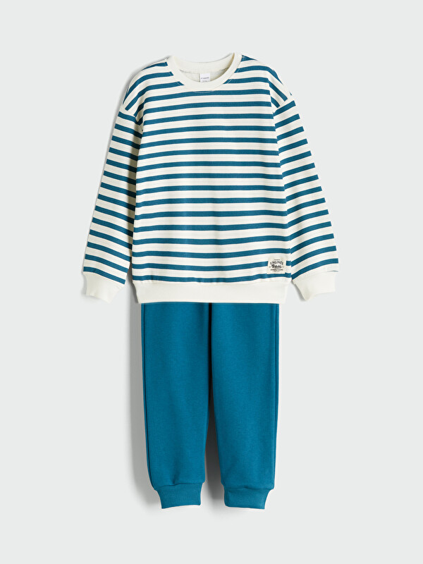 LCW Kids Çizgili Erkek Çocuk Sweatshirt ve Eşofman Alt