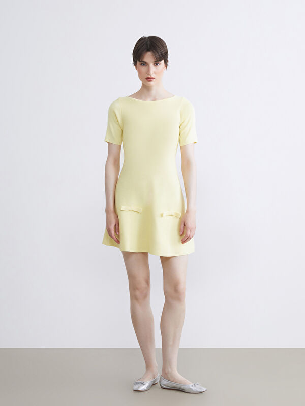 LCW Vision Rundhalsausschnitt Mini Strickkleid