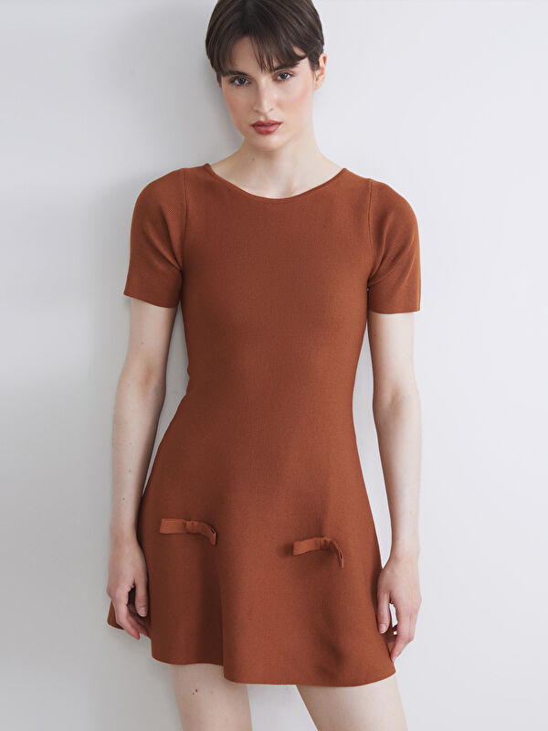 LCW Vision Crew Neck Mini Knitwear Dress