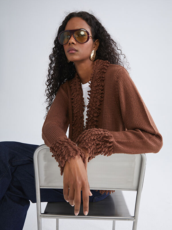 LCW Vision V-Ausschnitt Damen Quasten Strick Cardigan
