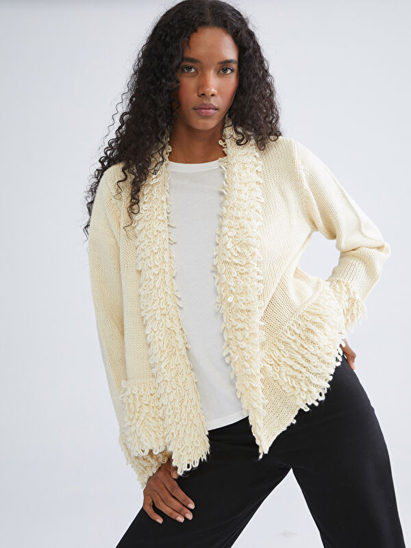 LCW Vision V Neck Women Tassel Knitwear Cardigan