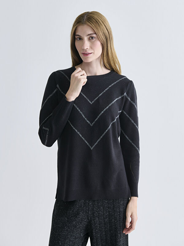 LCW Grace Crew Neck Striped Women's Knitwear Sweater