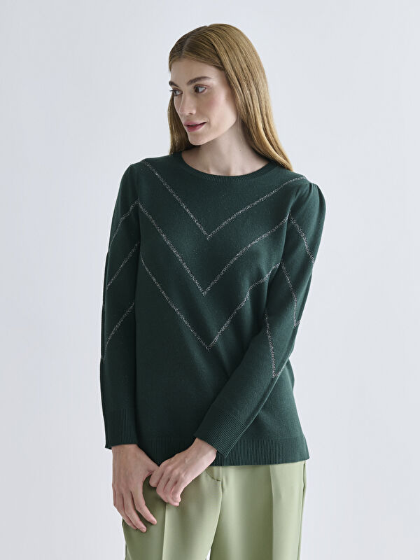 LCW Grace Crew Neck Striped Women's Knitwear Sweater