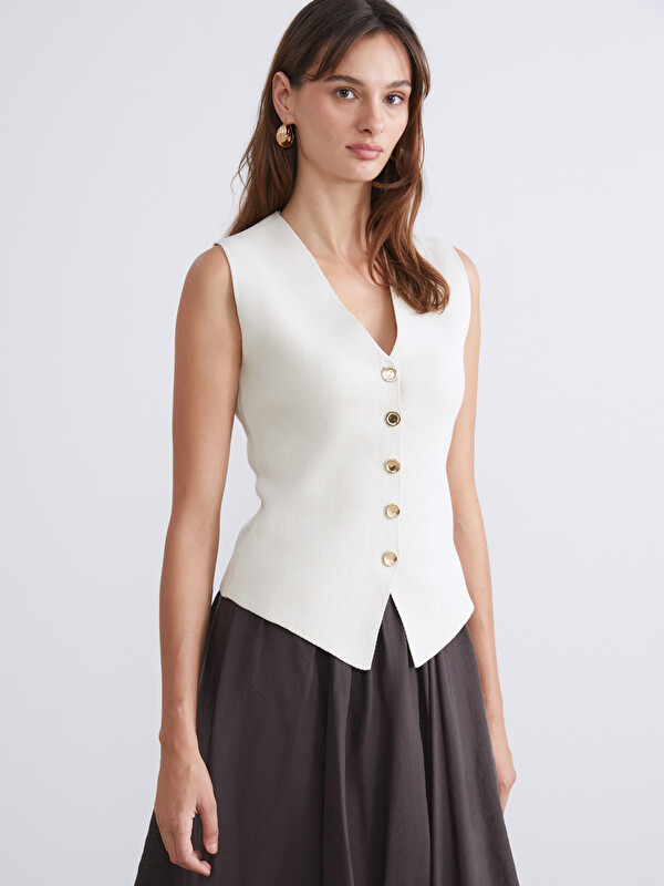 LCW Vision V Neck Women's Knitwear Waistcoat