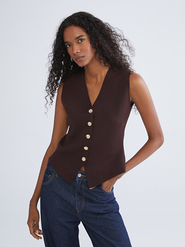 LCW Vision V Neck Women's Knitwear Waistcoat