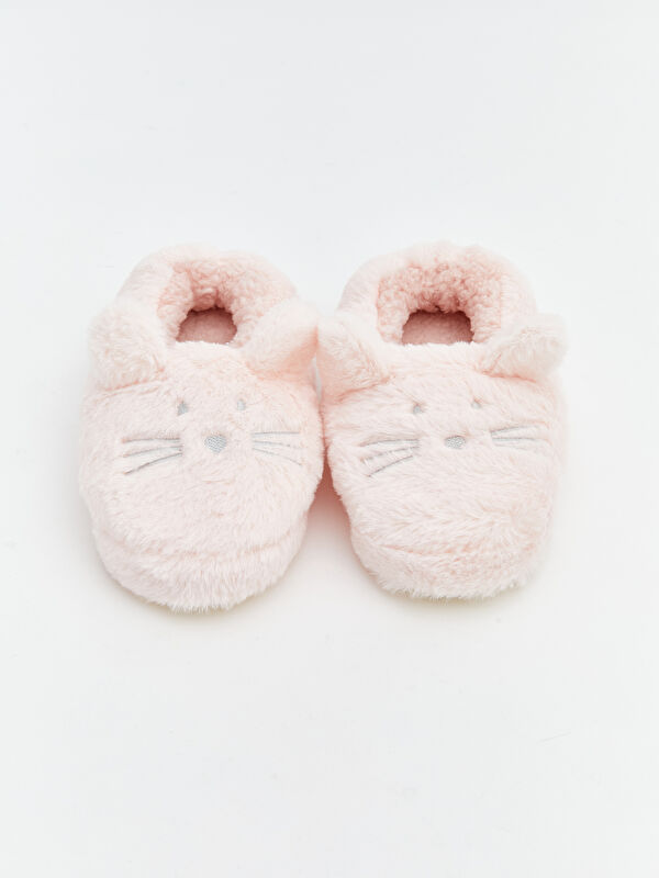 Tavşan Figürlü Pelüş Kız Bebek Ev Ayakkabısı - Görsel 4