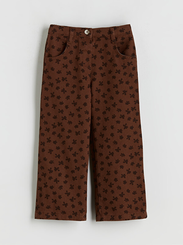 LCW Kids Wideleg Çiçekli Kız Çocuk Pantolon