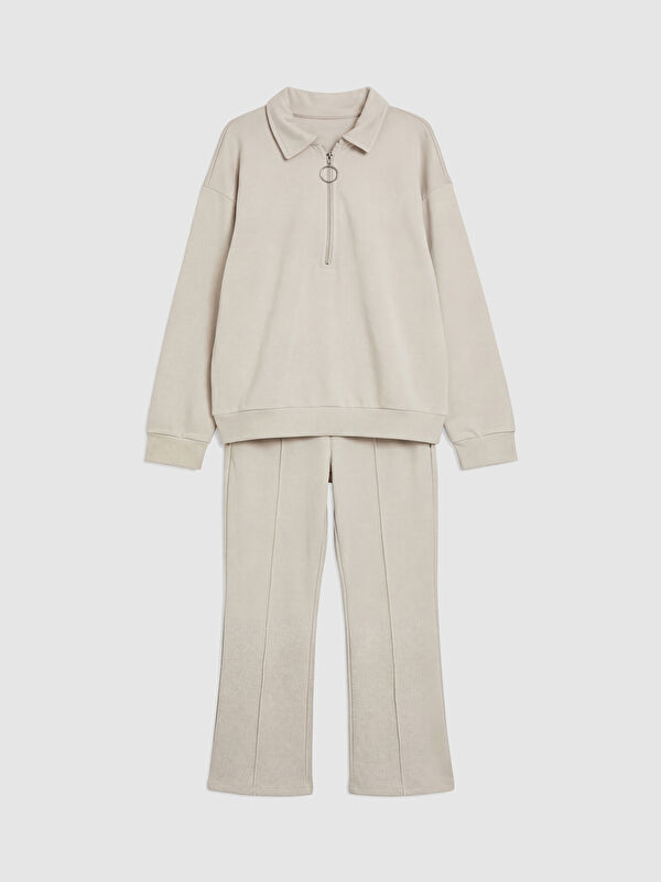 LCW Kids Polo Neck Girls' Sweatshirt and Tracksuit Bottoms