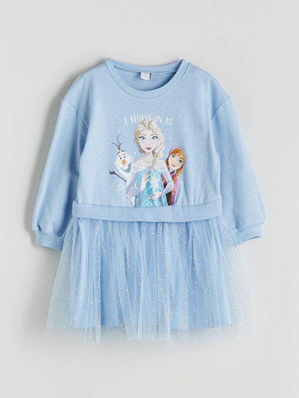 LCW Kids Bisiklet Yaka Frozen Baskılı Kız Çocuk Elbise