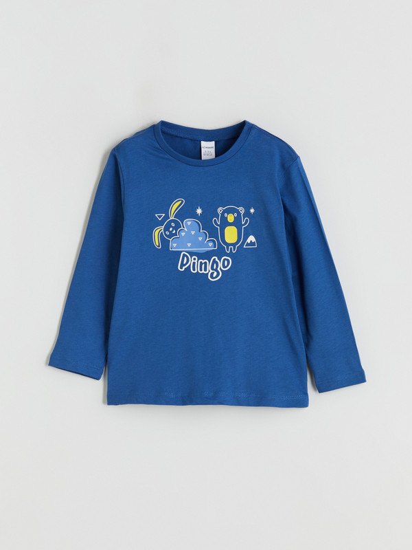 LCW Kids Bisiklet Yaka Baskılı Erkek Çocuk Pijama Üst