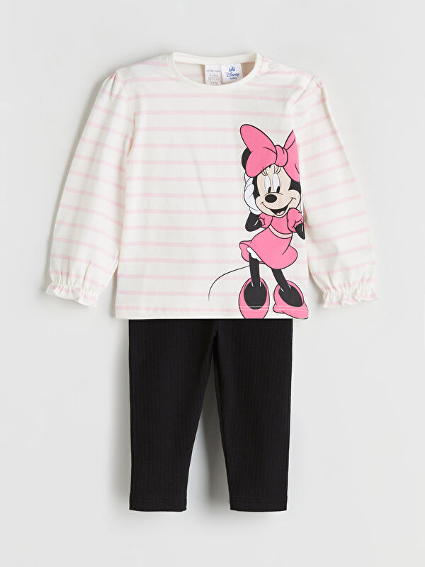 LCW baby Minnie Mouse Printed Long Sleeve Baby Girls Blouse and Leggings