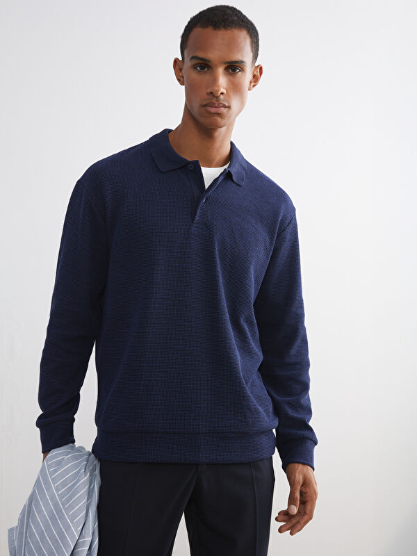LCW Vision Polo Yaka Uzun Kollu Erkek Sweatshirt