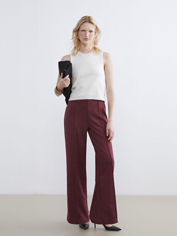 LCW Comfort Beli Lastikli Kadın Süet Pantolon