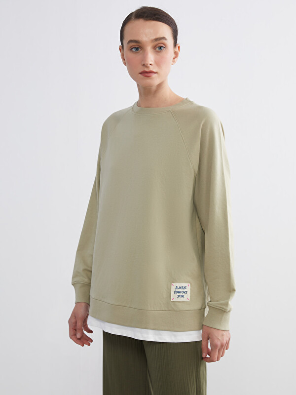 LCW Comfort Bisiklet Yaka Oversize Kadın Sweatshirt