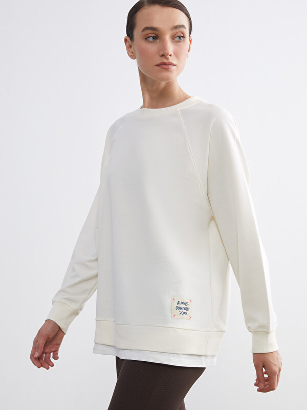 LCW Comfort Bisiklet Yaka Oversize Kadın Sweatshirt