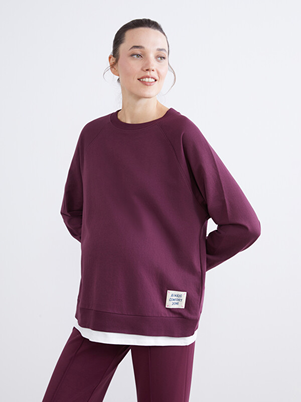 LCW Comfort Bisiklet Yaka Oversize Kadın Sweatshirt