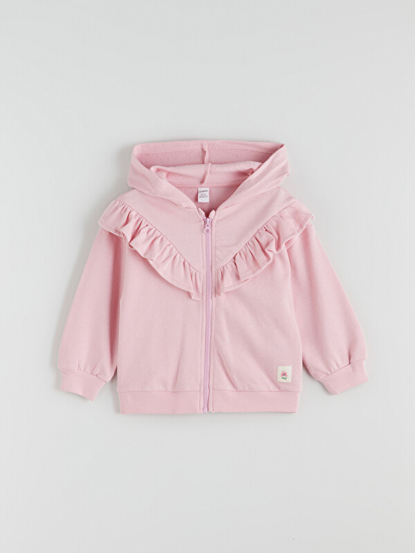 LCW Kids Kapüşonlu Fermuarlı Kız Çocuk Sweatshirt
