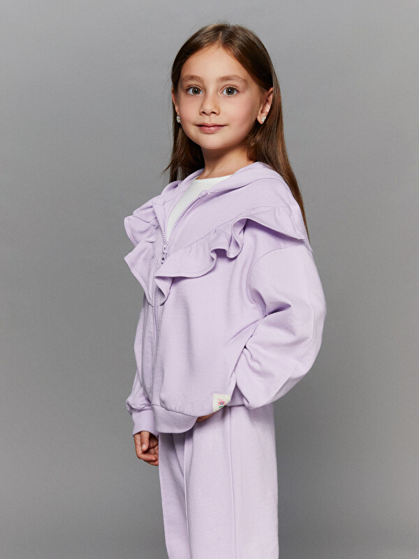 LCW Kids Kapüşonlu Fermuarlı Kız Çocuk Sweatshirt