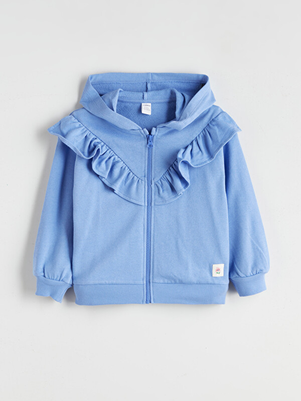 LCW Kids Kapüşonlu Fermuarlı Kız Çocuk Sweatshirt