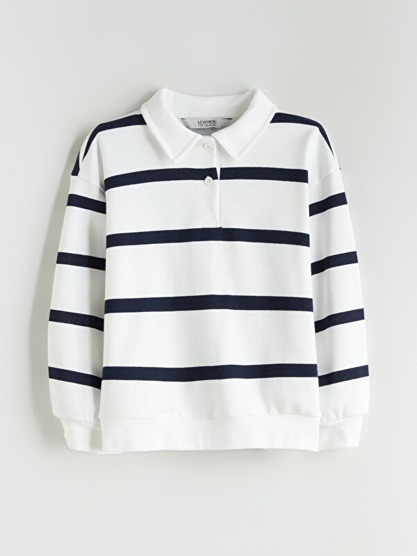 LCW ECO Polo Yaka Kız Çocuk Sweatshirt