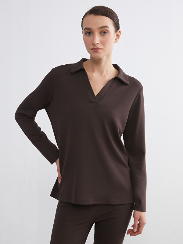 LCW Comfort Polo Yaka Kadın Sweatshirt