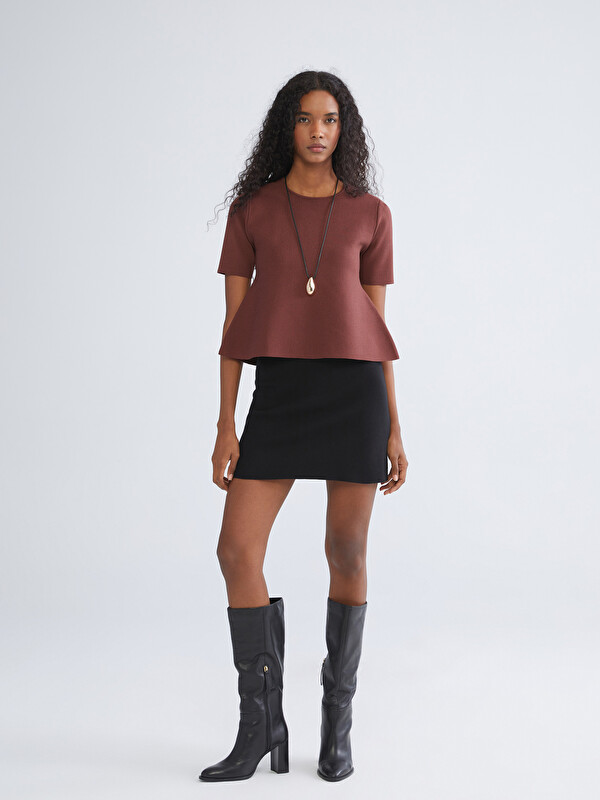 LCW Vision Elastic Waist Knitwear Mini Skirt