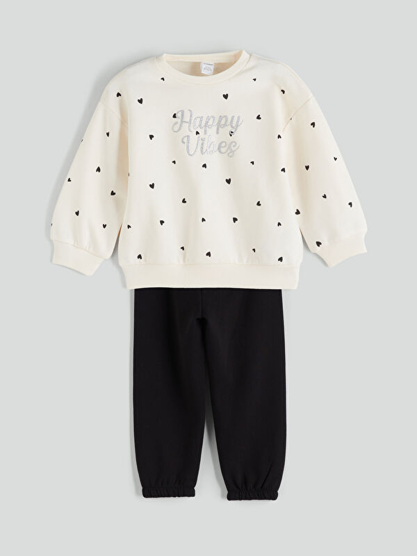 LCW Kids Crew Neck Girls' Sweatshirt and Sweatpants