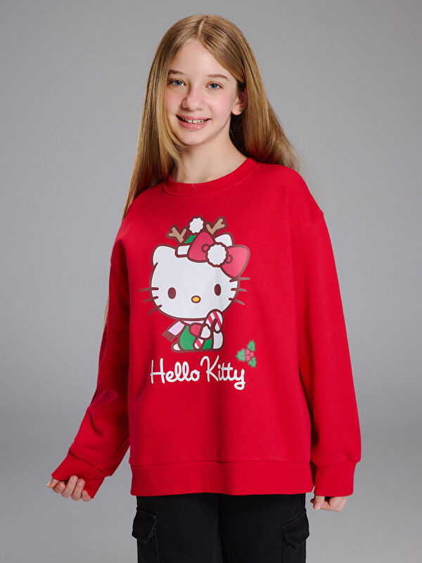 LCW Kids قميص رياضي كول مدور مطبوع غليظ بنات Hello Kitty