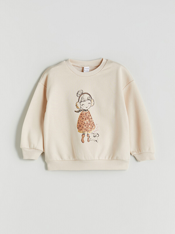 LCW Kids Bisiklet Yaka Kız Çocuk Sweatshirt