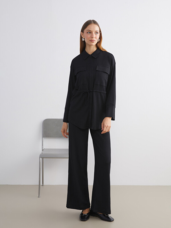 LCW Modest Beli Lastikli Dokulu Kadın Pantolon