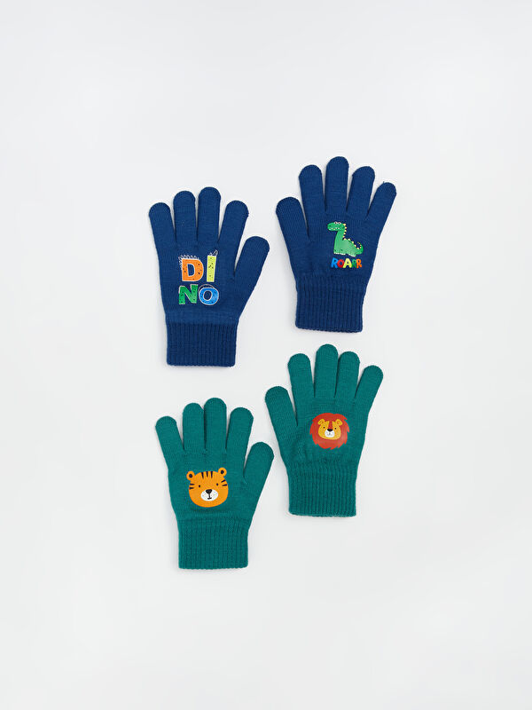LCW ACCESSORIES Dinosaur Printed Boy Tricot Gloves 2 Pack