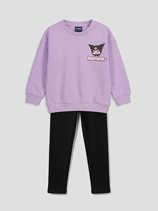 LCW Kids Kuromi Printed Girls' Sweatshirt and Tracksuit Bottoms