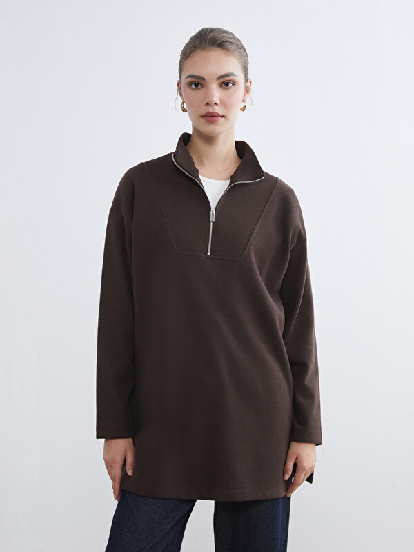 LCW Modest Dik Yaka Kadın Sweatshirt Tunik