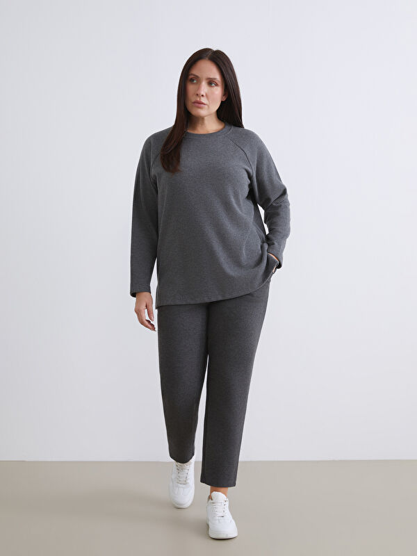 LCW Grace Pantalon Taille Élastiquée pour Femmes Grande Taille